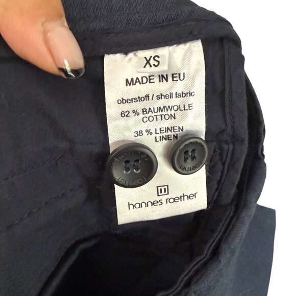 Hannes Roether Navy Blue Linen Blend Slim Adjustable Waist Trouser Pants Mens XS - Picture 6 of 6